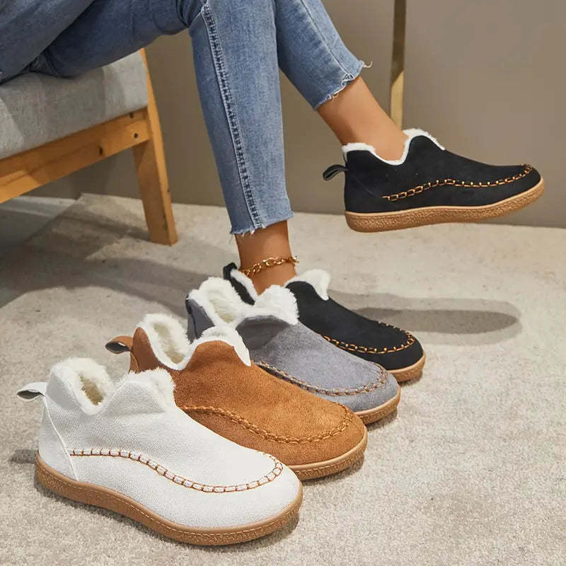 Valentina | Damen Fleecegefütterte Orthopädische Winter Loafers mit Stickdetails