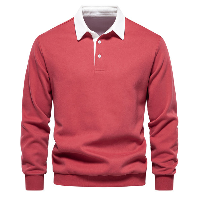 Gideon | Herren Langarm Polo Shirt | Klassischer Knopfkragen