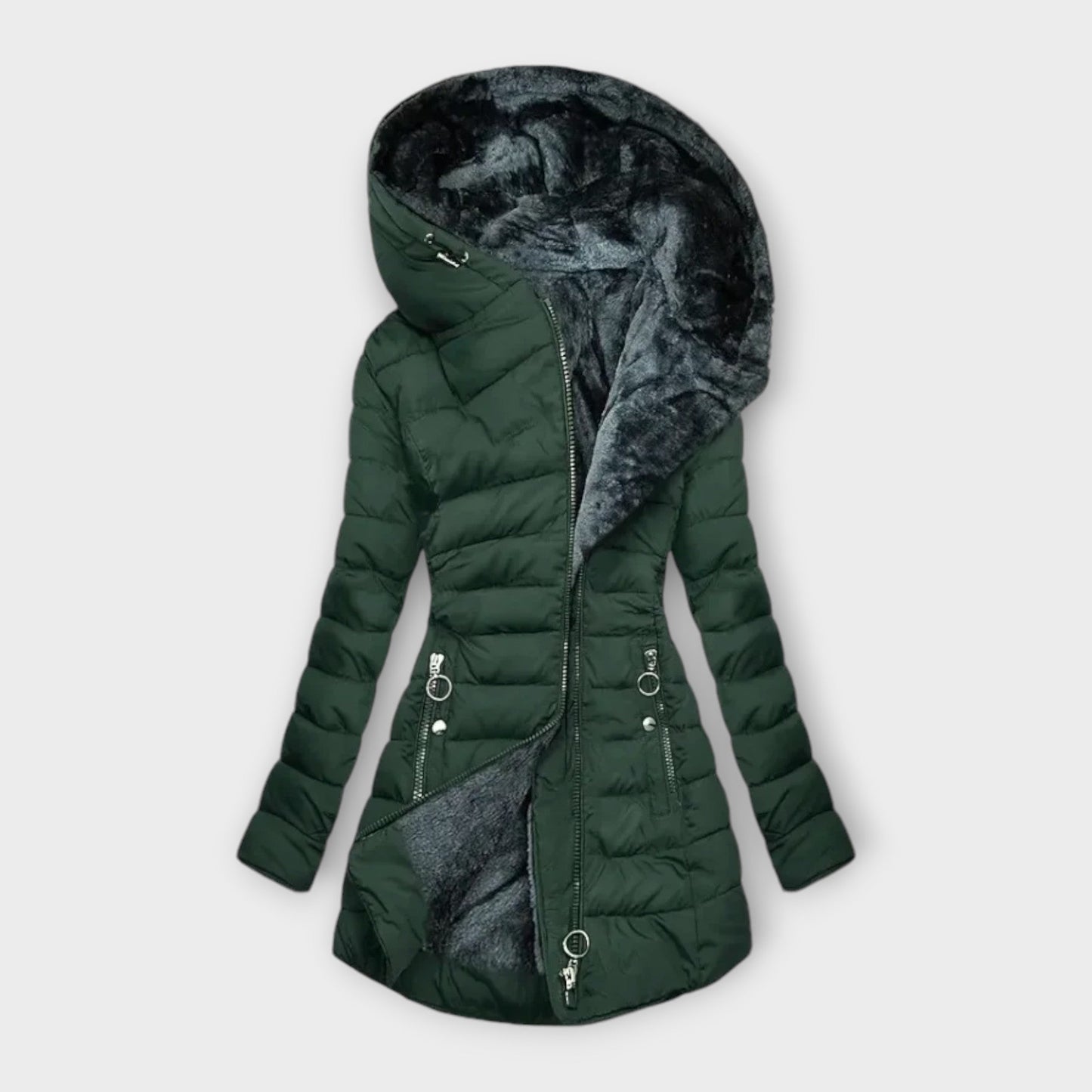 Gefütterte Stepp Damenjacke mit großer Kapuze | Stylisch & Wärmend