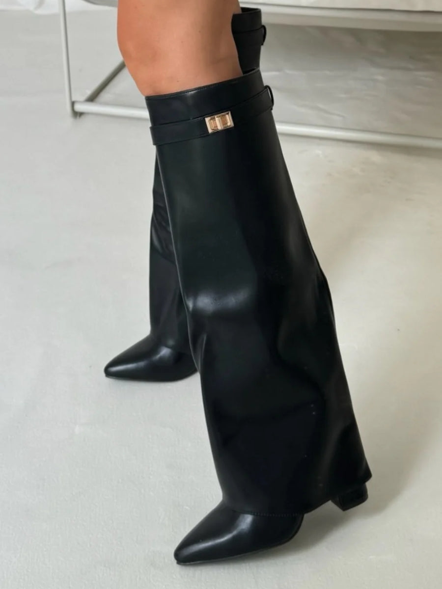 Kniehohe Damenstiefel mit weitem Schaft & Blockabsatz | elegante, bequeme Boots für jeden Anlass