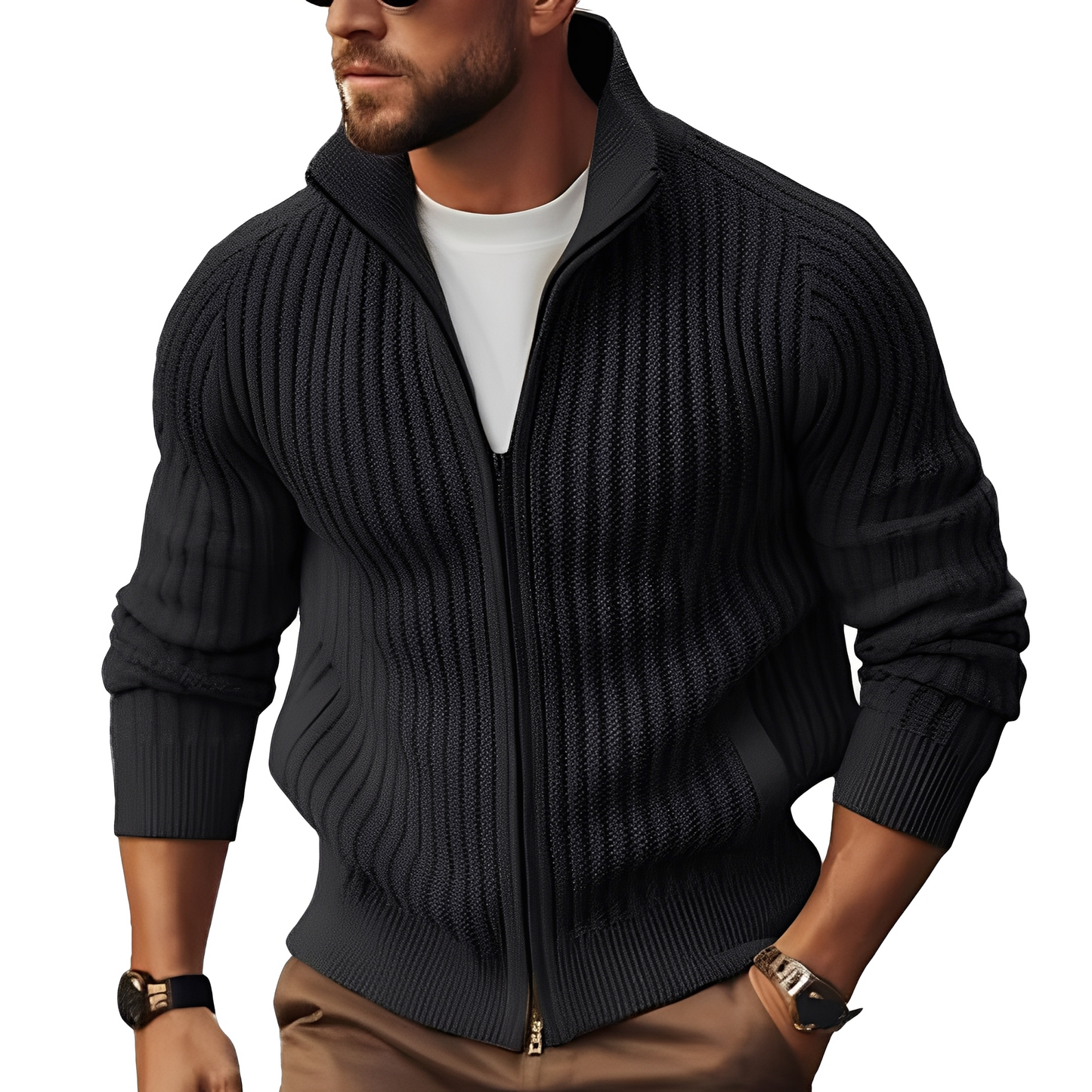 Herren-Strickpullover mit Reißverschluss | Struktur & Komfort