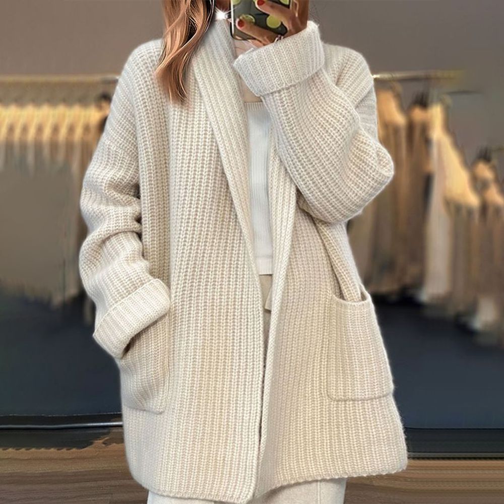 Strickjacke Damen | lange, strukturierte Strickjacke für kühle Tage
