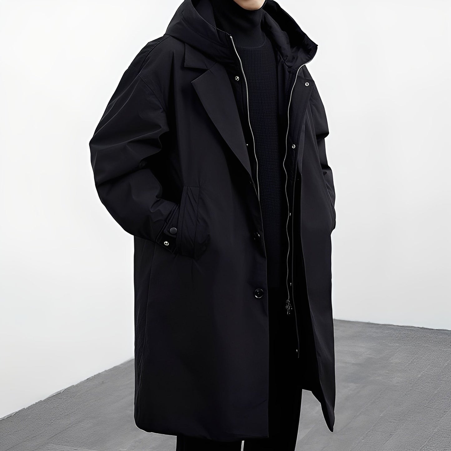 Vielseitiger Langer Herren Trenchcoat mit Kapuze – Stilvoll, Funktional & Urban