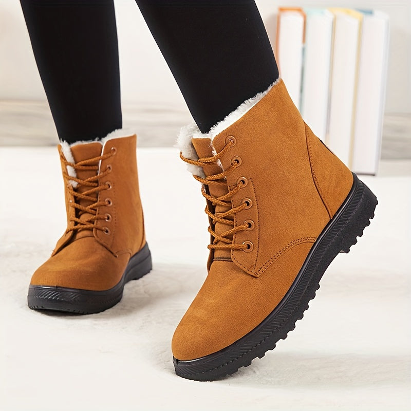 Rose | Damen Winterstiefel mit Schnürung, Flacher Sohle & Warmem Innenfutter