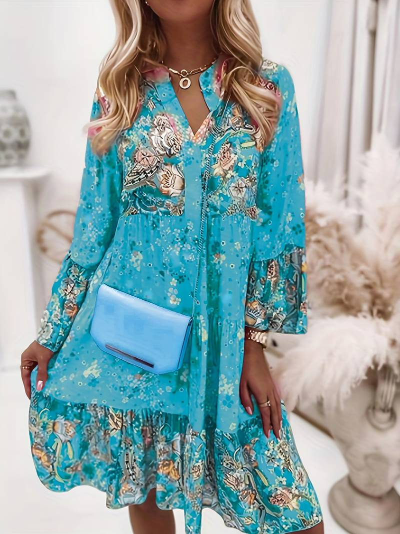 Boho Damenkleid mit Blumenmuster – Luftig, Romantisch & Komfortabel
