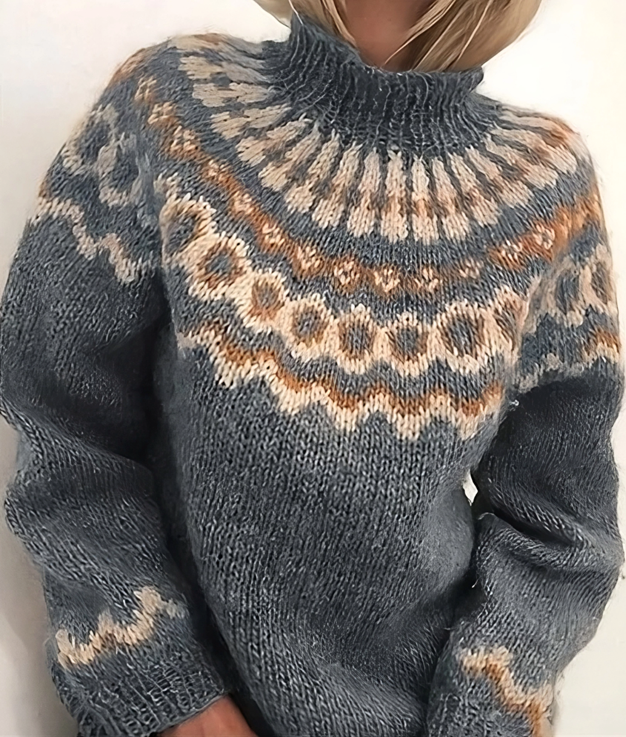 Rollkragen Warme Norweger Pullover Damen | stilvoller Strickpullover für kalte Tage