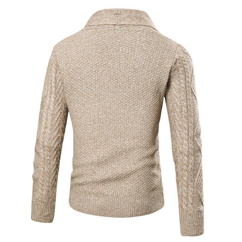 Herren Strickjacke mit Knöpfen, modernem Zopfmuster & aufgesetzten Taschen | Warme & Stylische Männerjacke