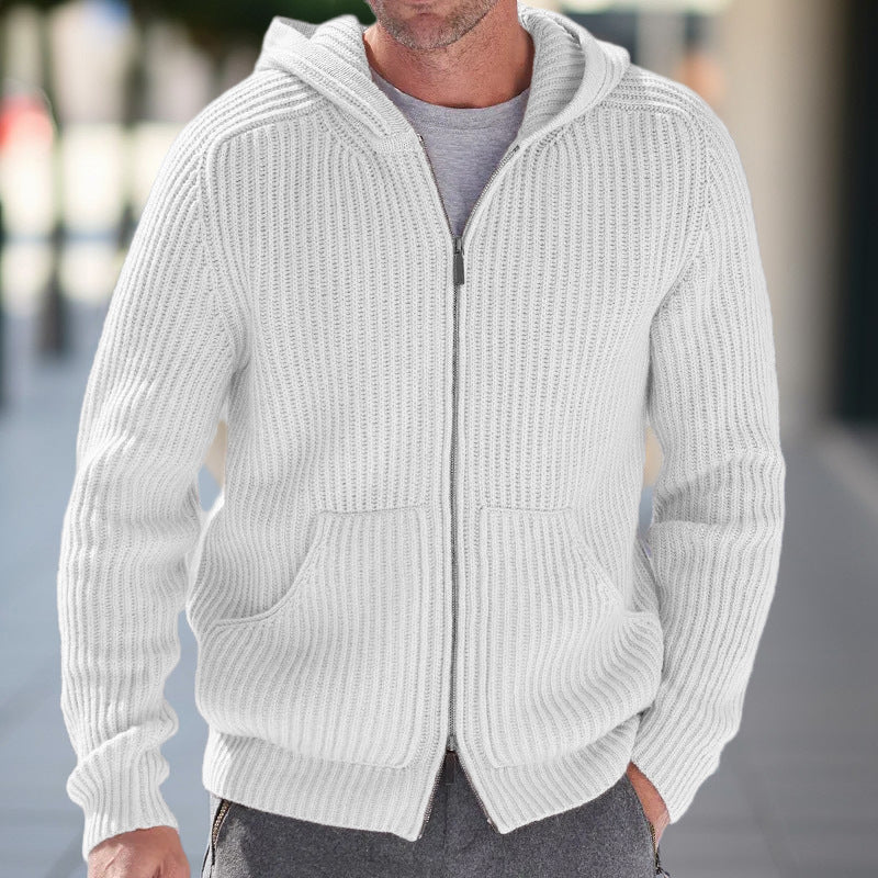 Hooded Cardigan Herren | Strickjacke mit Kapuze und praktischen Taschen