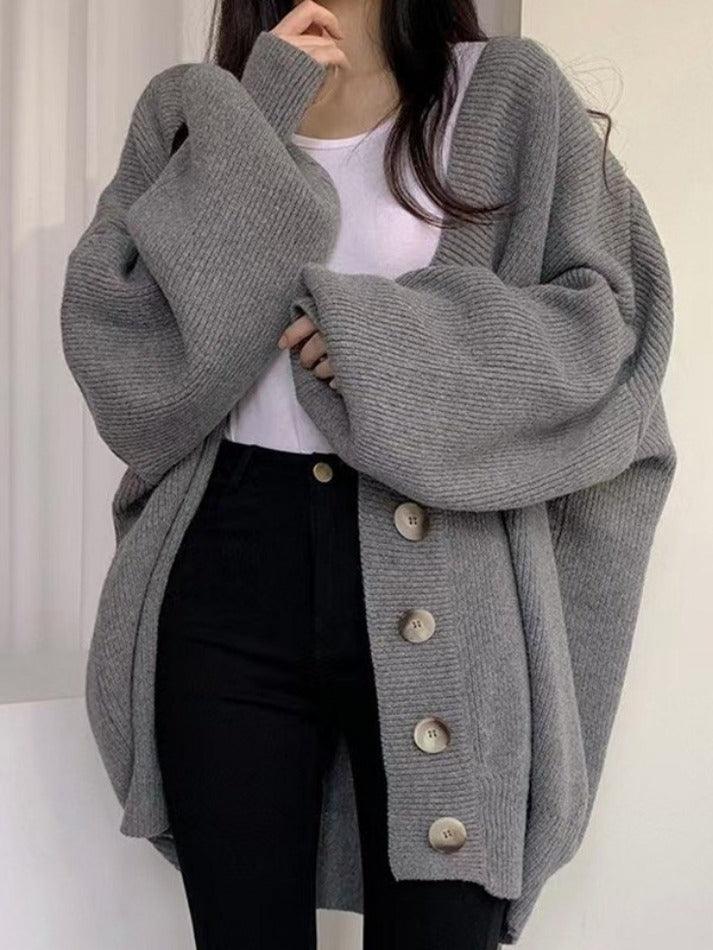 Langer Damen-Cardigan mit Knöpfen | Strukturiertes Design für Herbst & Winter