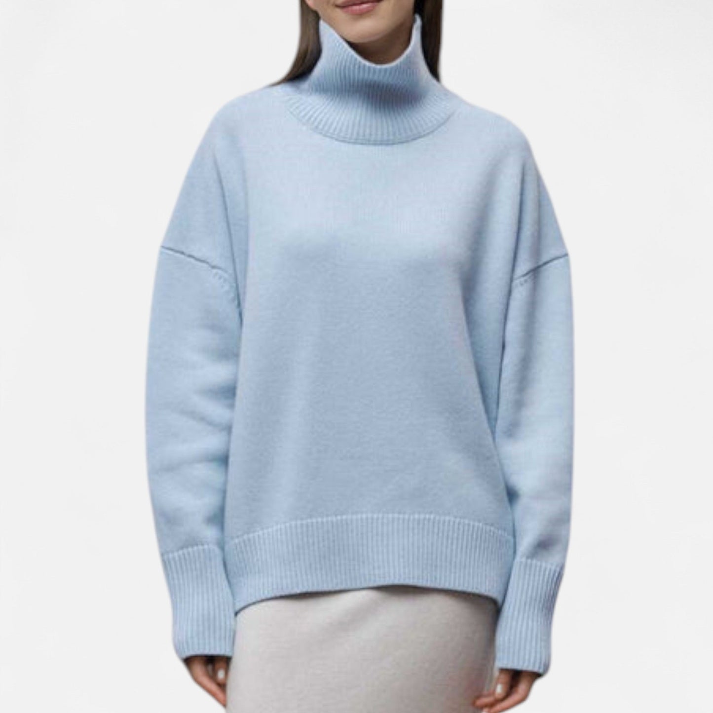 Elfrieda | Damen Oversized Rollkragenpullover – Weicher, Langer Strickpullover im Modernen Loose-Fit Look für Herbst & Winter