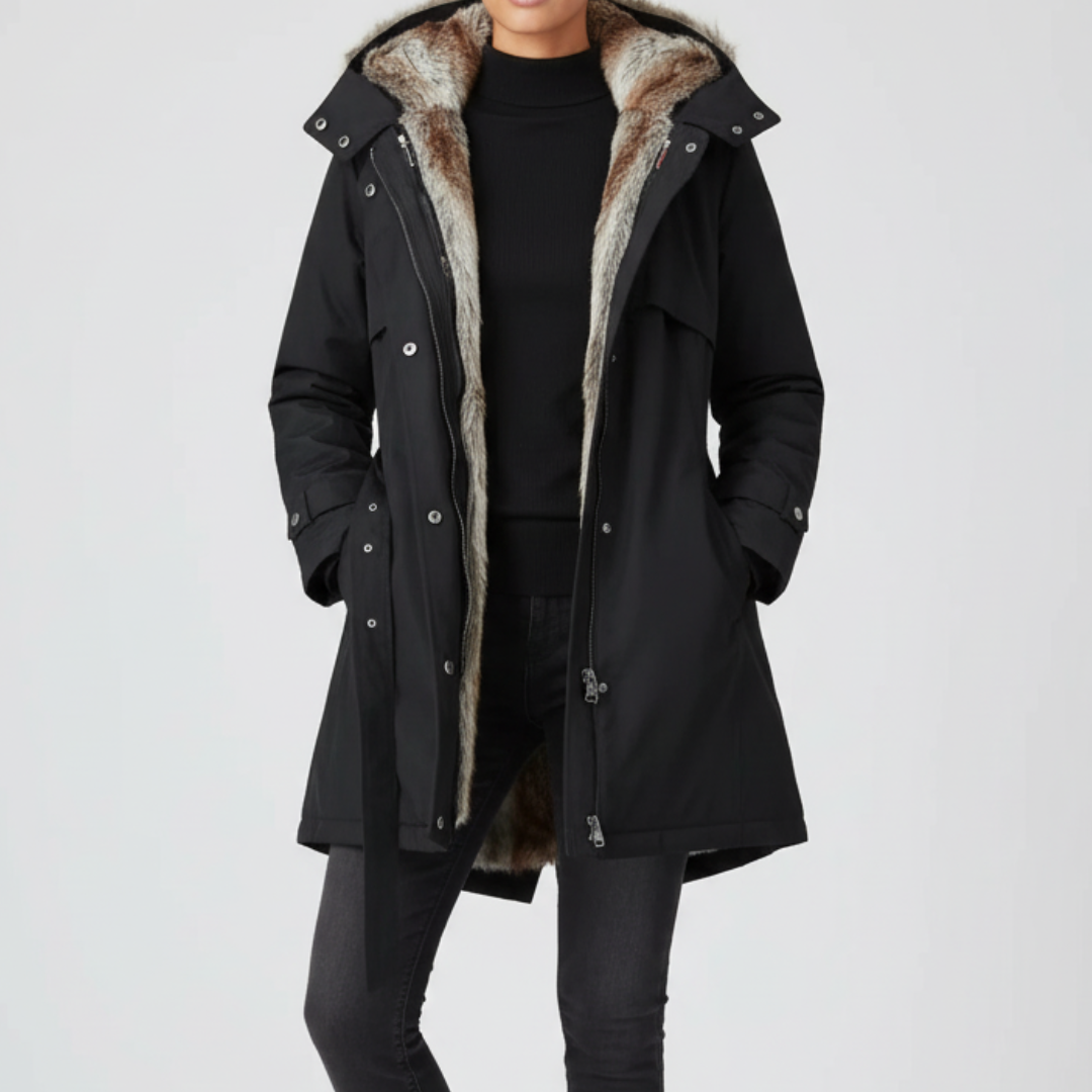Damen Parka mit Kapuze & Gürtel | Warm, Stylisch und Winddicht für Wintertage