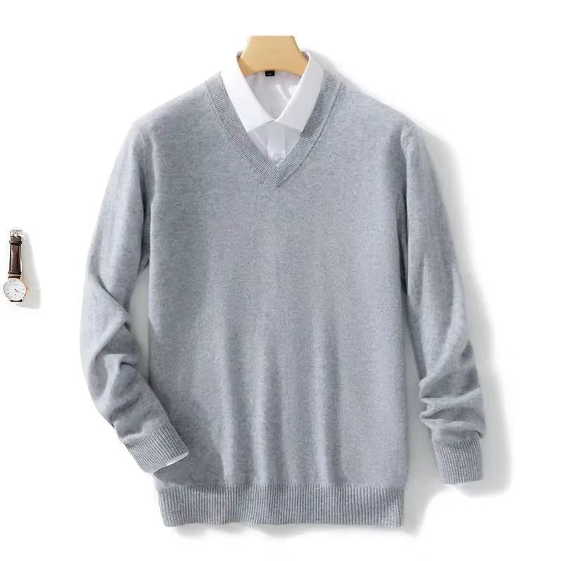 Herren Cashmere-Pullover mit V-Ausschnitt – Luxuriös, Weich & Zeitlos Elegant