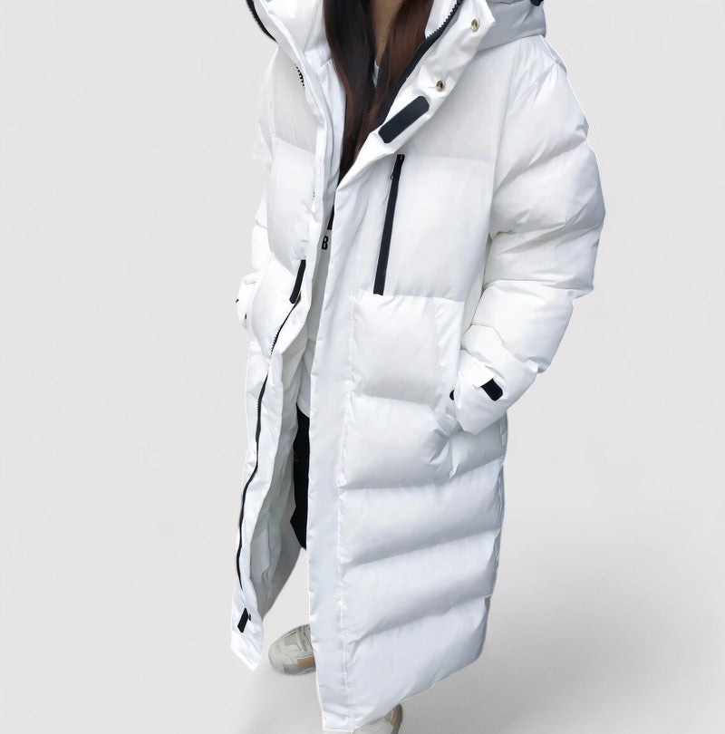 Langer Damen-Pufferparka mit Kapuze | wasserfest & warm gefüttert