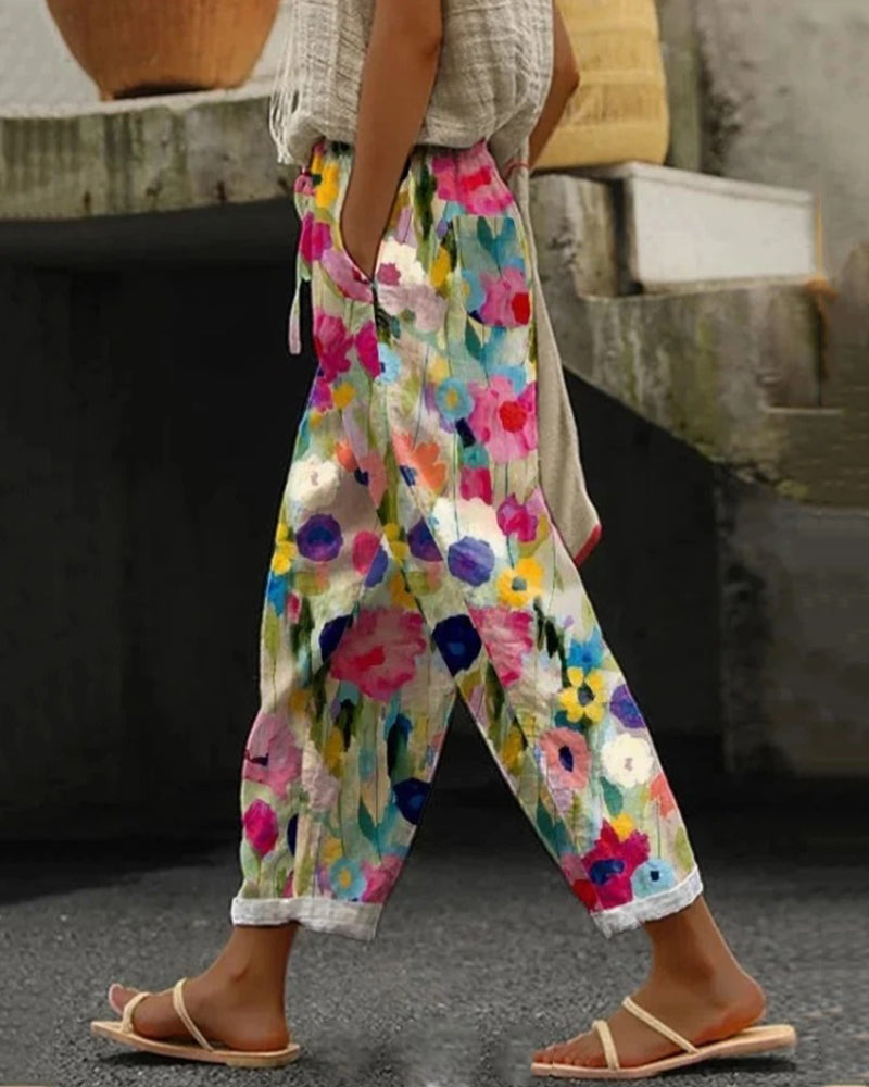Damen Sommerhose mit Blumenmuster – Locker, Stilvoll & Komfortabel