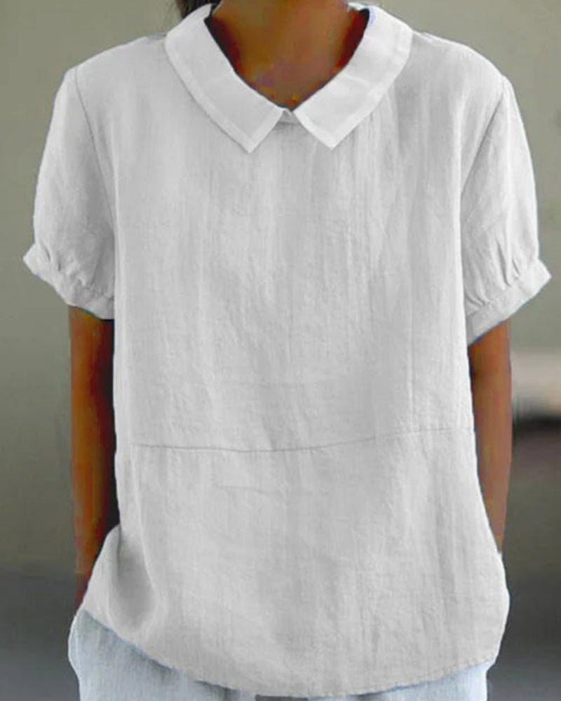 Damenbluse mit Kragen und Kurzarm – Klassische Bluse für Alltag, Freizeit und Arbeit