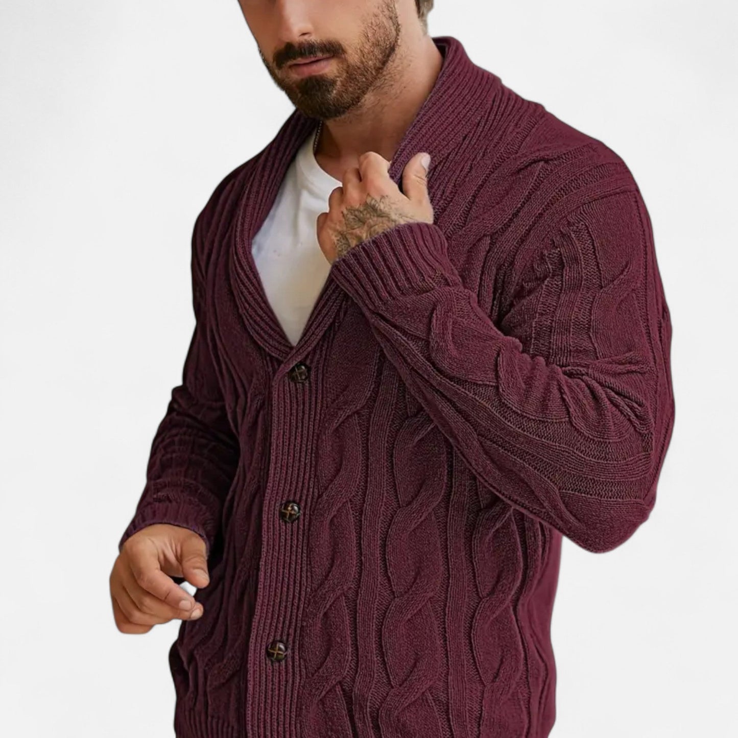 Tom | Herren Strickjacke mit Zopfmuster – Klassischer Knopf-Cardigan aus Weichem Strick für Herbst & Winter