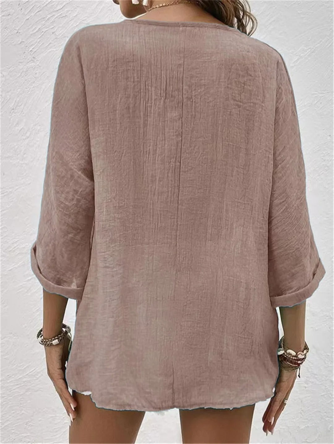 Damen Bluse mit V-Ausschnitt und Knöpfen – Elegant, Leicht & Vielseitig