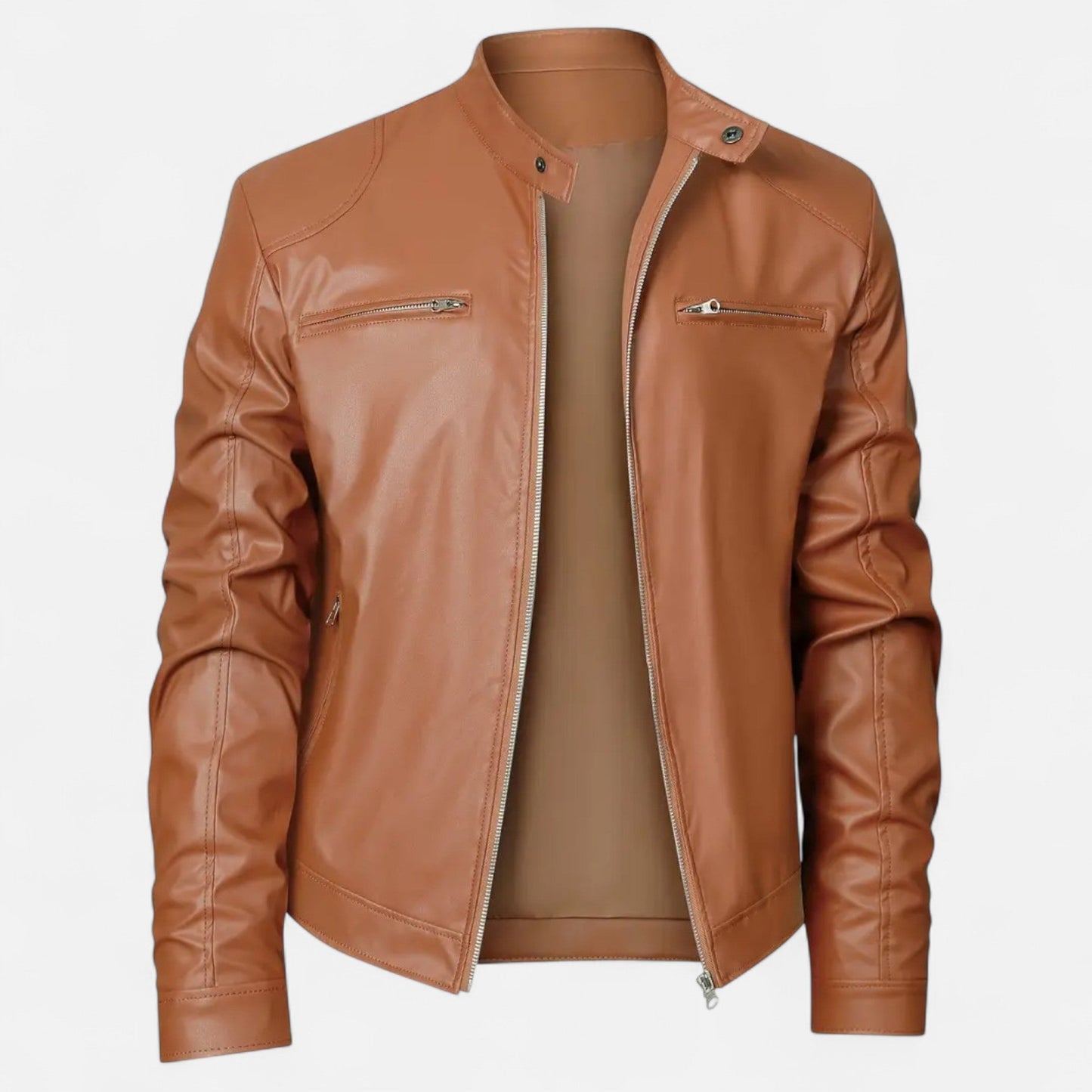 Robin | Herren Lederoptik Jacke mit Reißverschluss – Stilvolle Übergangsjacke im Biker-Design für Herbst & Winter