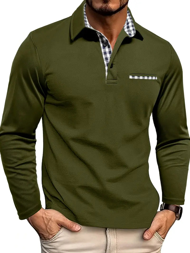Herren Longsleeve Poloshirt | Modernes Kontrastdesign für Casual & Smart-Looks