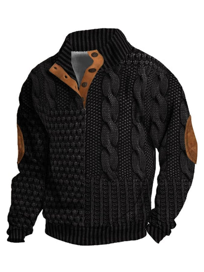 Jaesper | Herren Retro Cashmere Sweatshirt mit Stehkragen und Knöpfen