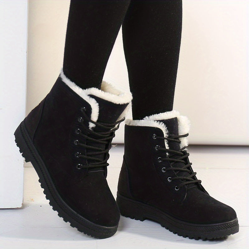 Rose | Damen Winterstiefel mit Schnürung, Flacher Sohle & Warmem Innenfutter