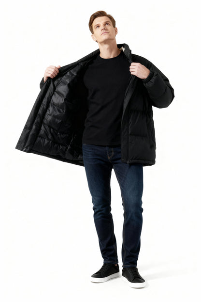 Pufferjacke Herren | Gefütterte Kapuzenjacke mit Fleece für Winter & Outdoor