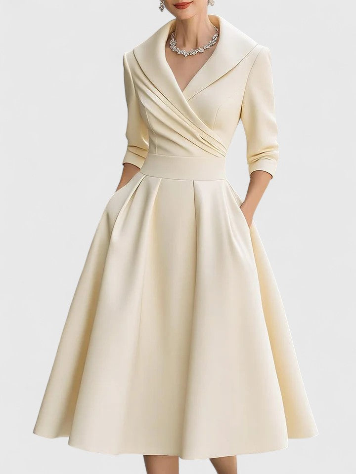 Elegant A-Line Dress | Damen A-Linienkleid mit Wickelkragen & femininer Silhouette