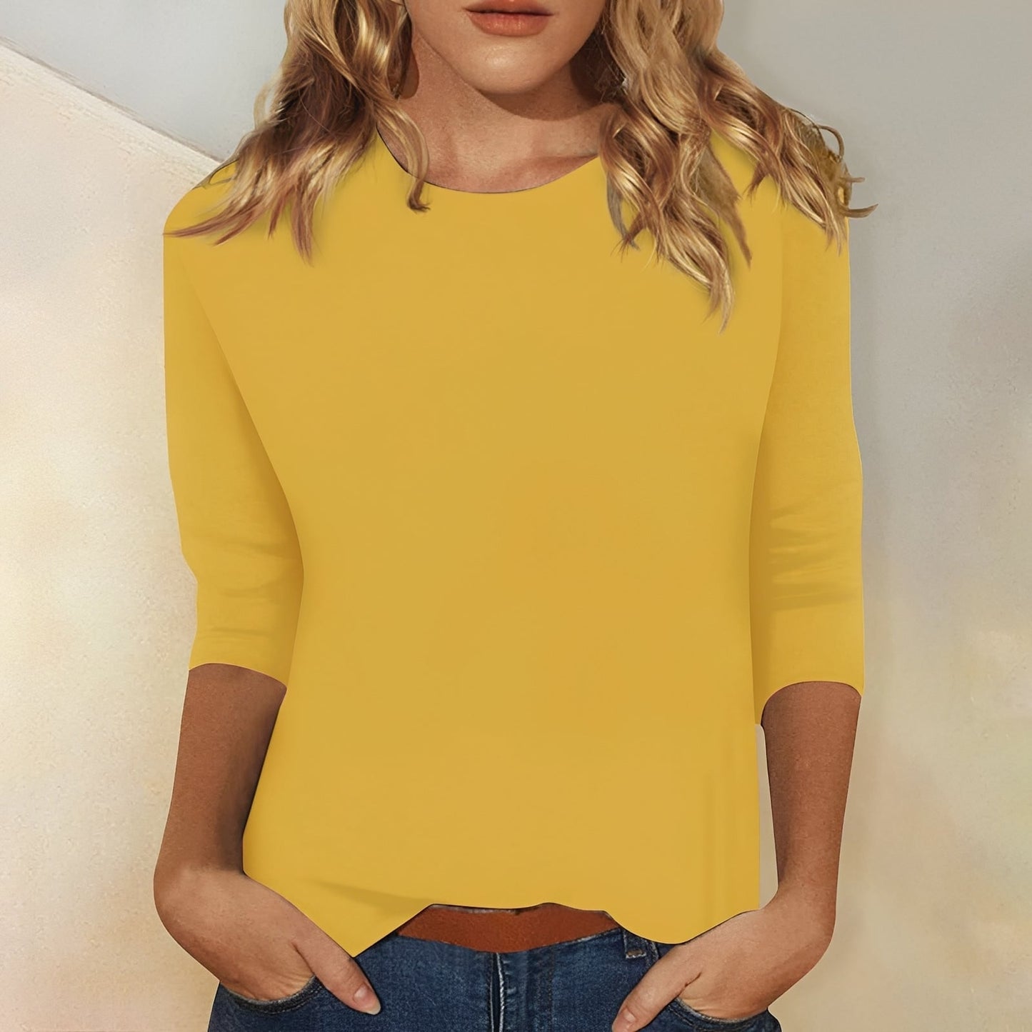 Damen Shirt mit 3/4-Ärmeln – Bequemes Baumwollshirt für Alltag und Freizeit