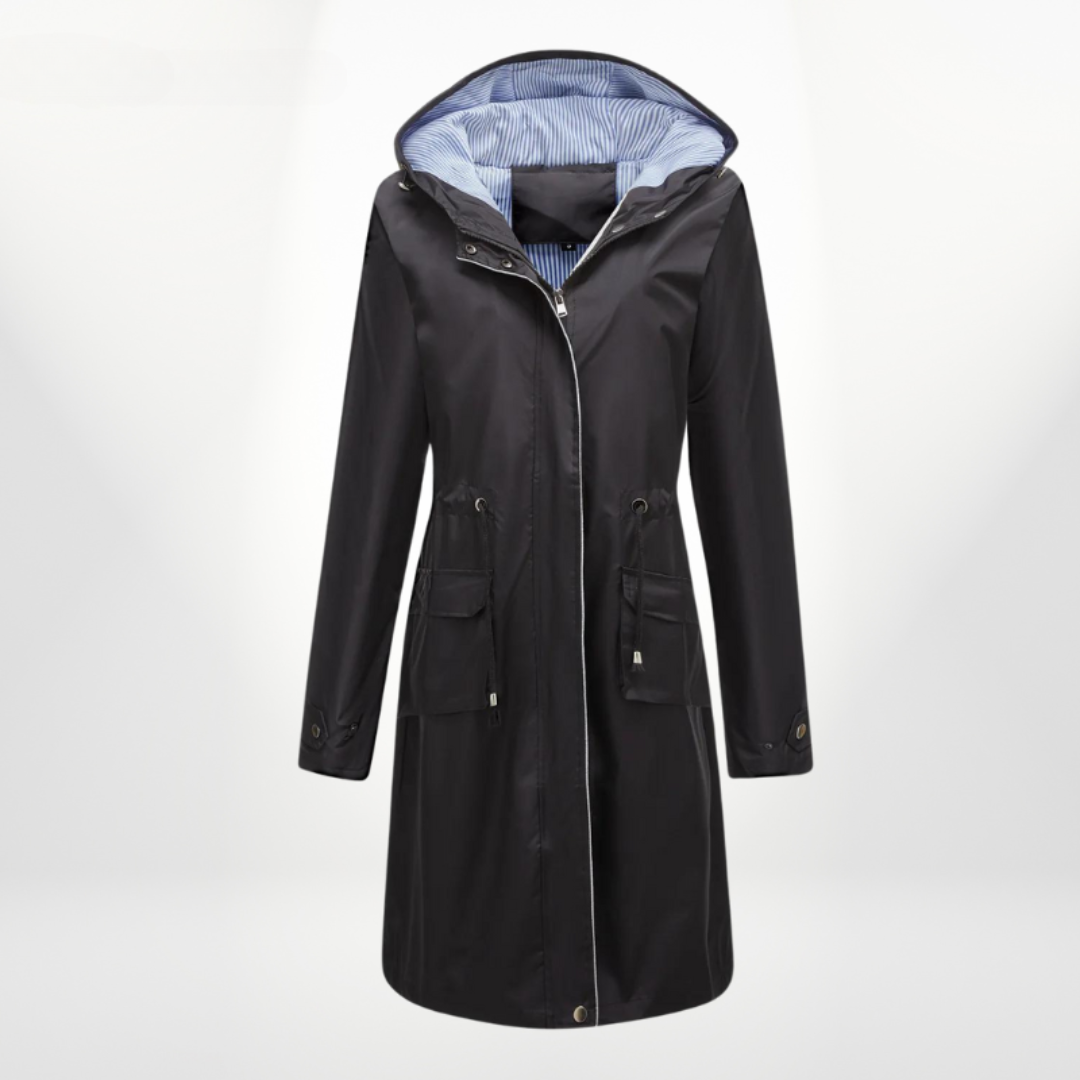 Albertina | Damen Trenchcoat mit Kapuze & Taillenzug