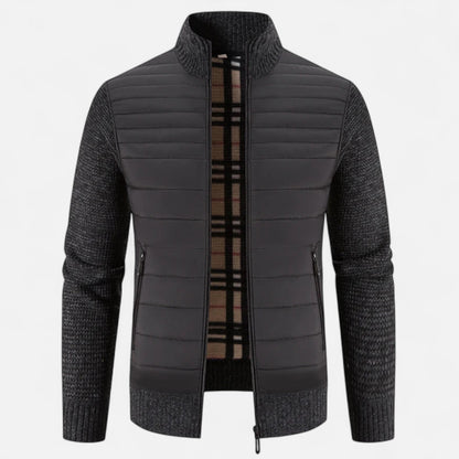 Herren Fleecejacke Patchwork | Stehkragen und Stilvolle Kontraste