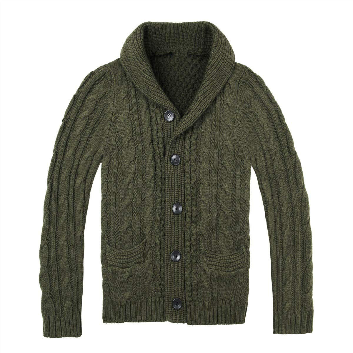 Cable Knit Cardigan Herren | Strickjacke mit elegantem Zopfmuster und praktischen Taschen