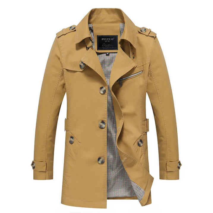 Maddox | Herren Trenchcoat – Leichter, Knöpfiger Mantel im Slim Fit für Stilbewusste Männer