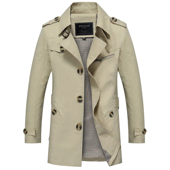 Maddox | Herren Trenchcoat – Leichter, Knöpfiger Mantel im Slim Fit für Stilbewusste Männer
