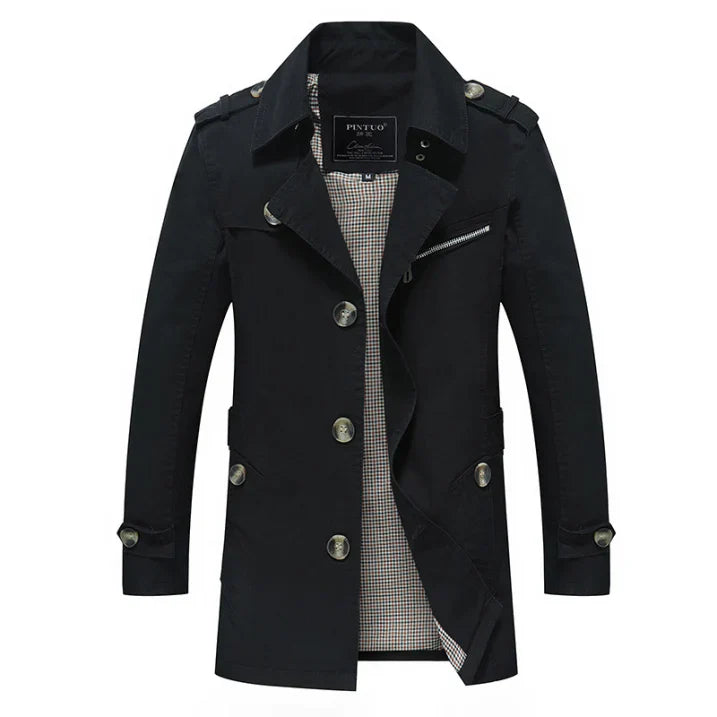 Maddox | Herren Trenchcoat – Leichter, Knöpfiger Mantel im Slim Fit für Stilbewusste Männer