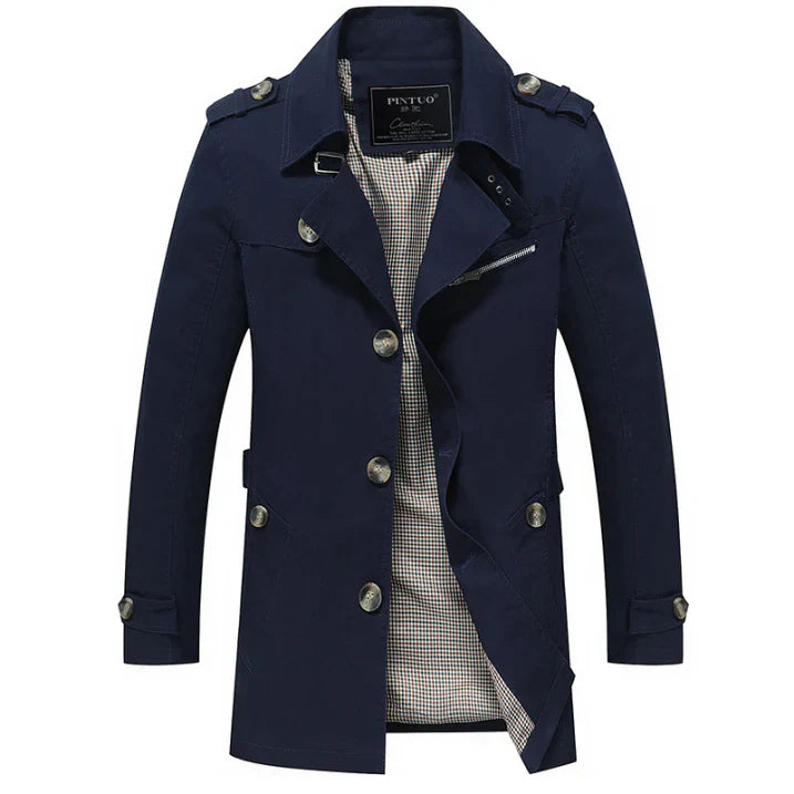 Maddox | Herren Trenchcoat – Leichter, Knöpfiger Mantel im Slim Fit für Stilbewusste Männer