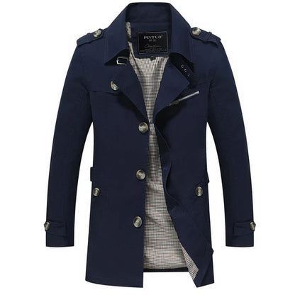 Maddox | Herren Trenchcoat – Leichter, Knöpfiger Mantel im Slim Fit für Stilbewusste Männer