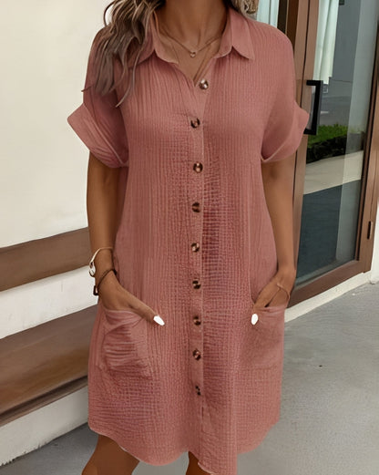 Damen Hemdkleid einreihig – Lässiges Sommerkleid mit lockerer Passform für Alltag und Urlaub