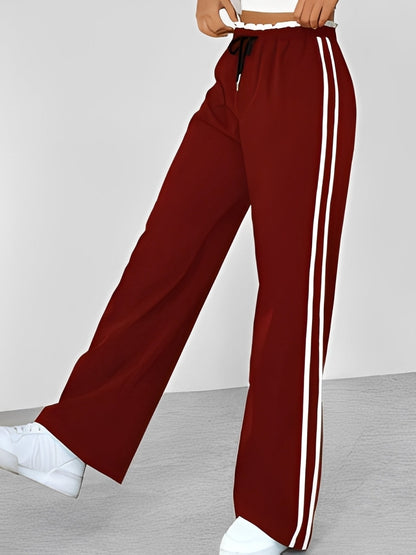 Damen Gerade-Hose mit Seitenstreifen – Weite Freizeit- und Streetwearhose für Alltag und entspannte Outfits