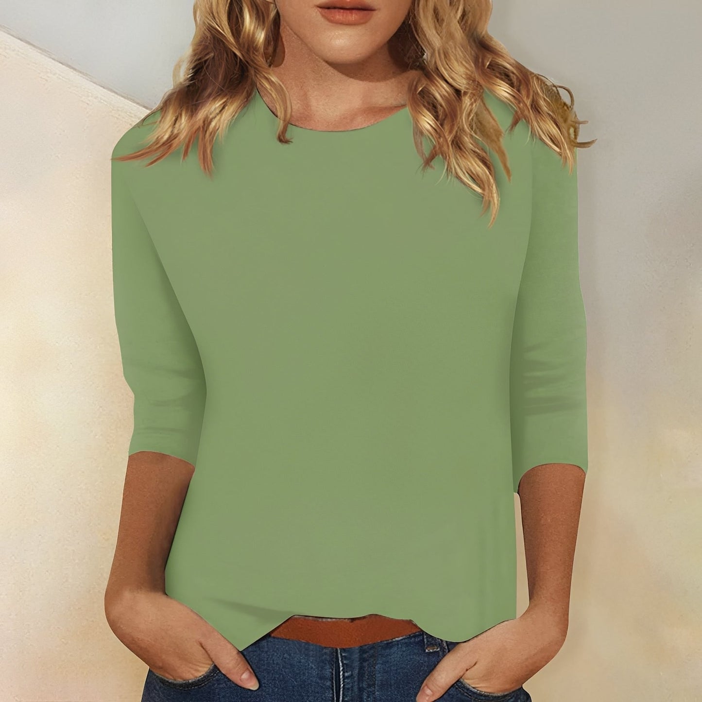 Damen Shirt mit 3/4-Ärmeln – Bequemes Baumwollshirt für Alltag und Freizeit