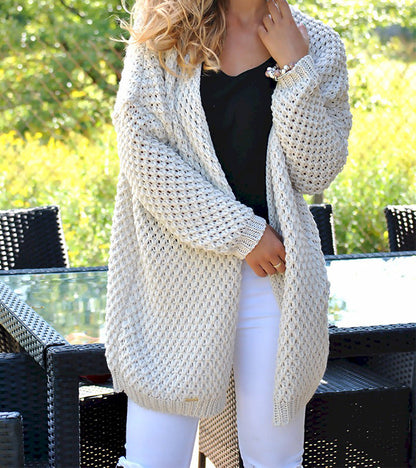 Damen Grobstrickjacke | Lässiger Schnitt & Modische Lochstruktur