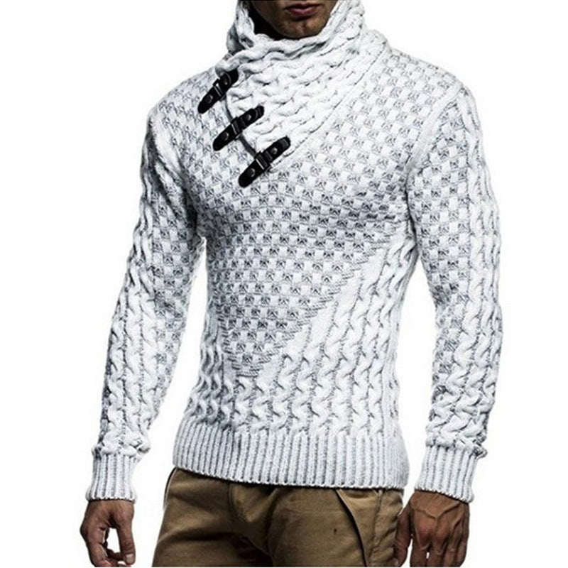 Modern Knit Sweater Herren | Strickpullover mit Hochgeschlossenem Kragen & Zopfmuster
