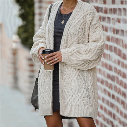 Damen Grobstrickcardigan | Elegantes Zopfmuster & Lässiger Schnitt