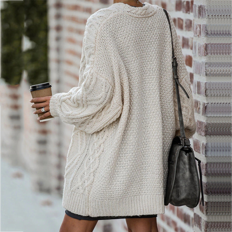Damen Grobstrickcardigan | Elegantes Zopfmuster & Lässiger Schnitt
