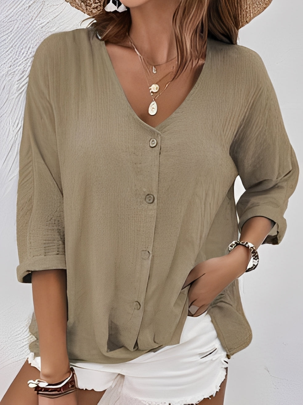 Damen Shirt mit V-Ausschnitt – Komfortables Freizeitoberteil für Alltag und vielseitige Outfits