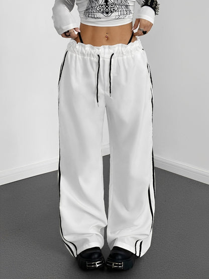 Damen Gerade-Hose mit Seitenstreifen – Weite Freizeit- und Streetwearhose für Alltag und entspannte Outfits