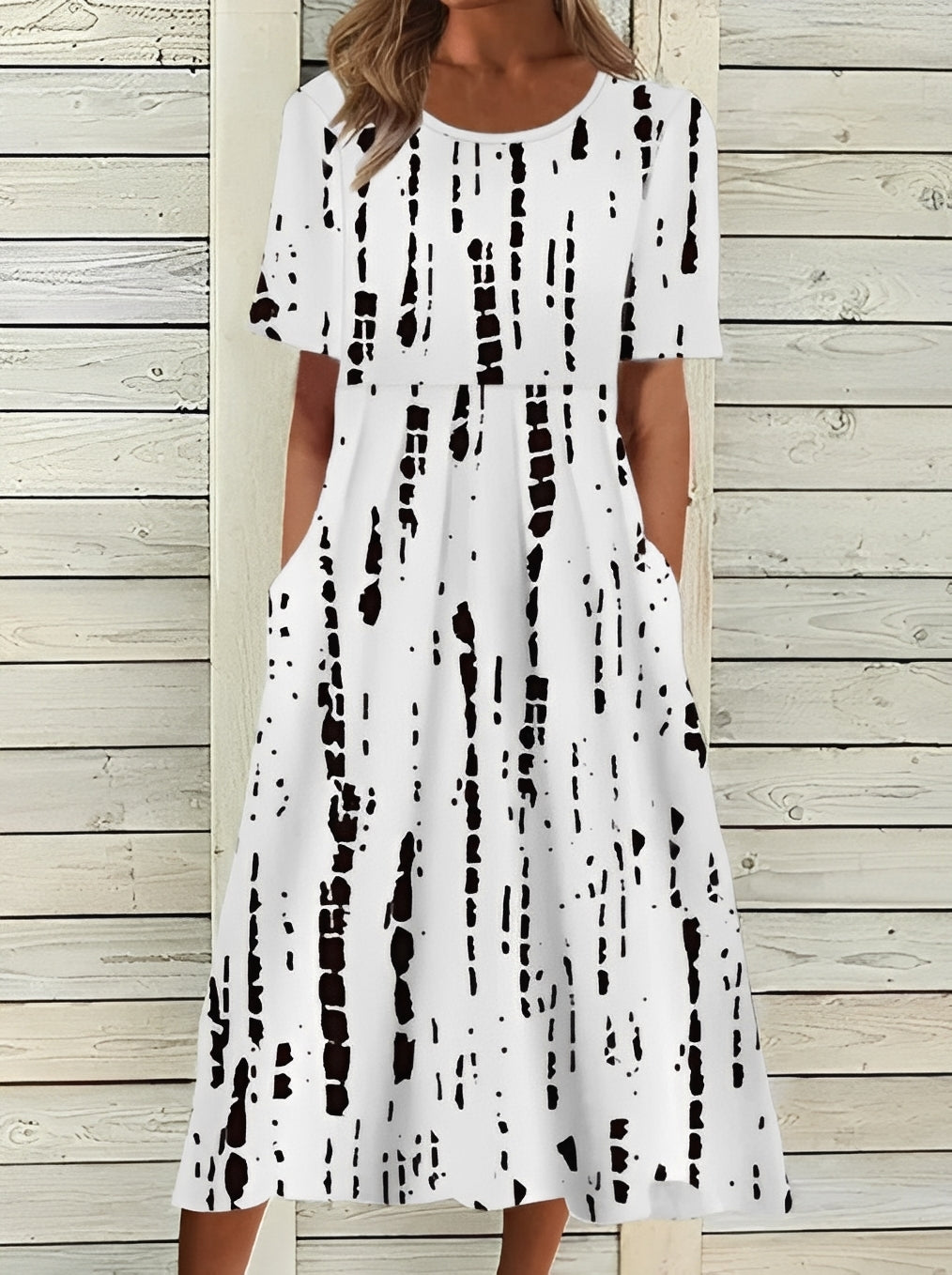 Damen Midikleid – Elegantes Kleid mit floralem Design und fließender Silhouette