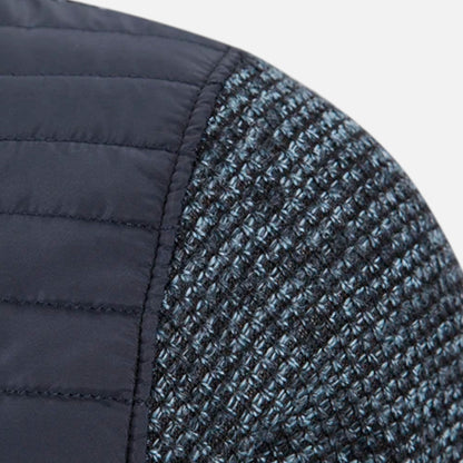 Herren Fleecejacke Patchwork | Stehkragen und Stilvolle Kontraste