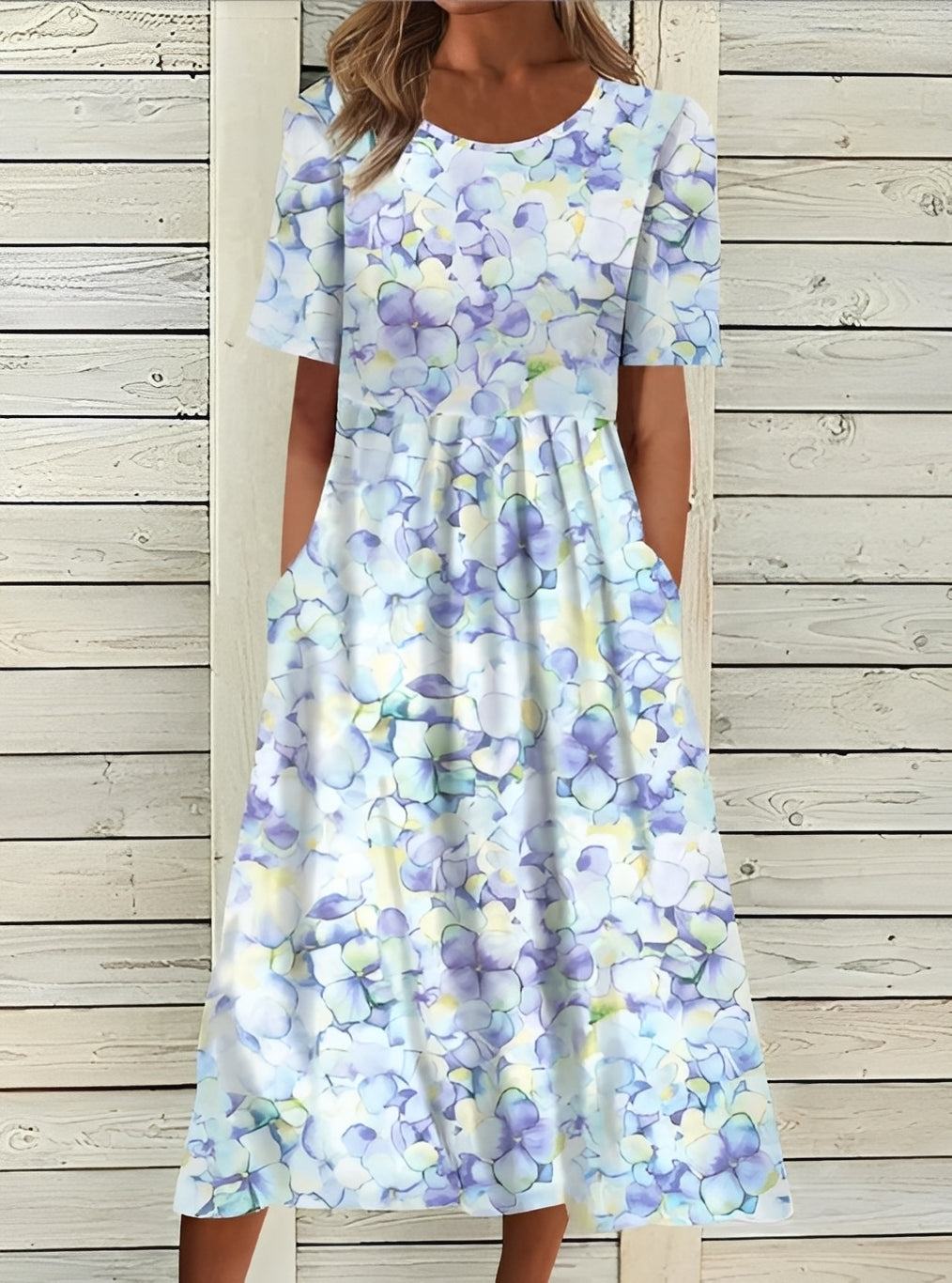 Damen Midikleid – Elegantes Kleid mit floralem Design und fließender Silhouette