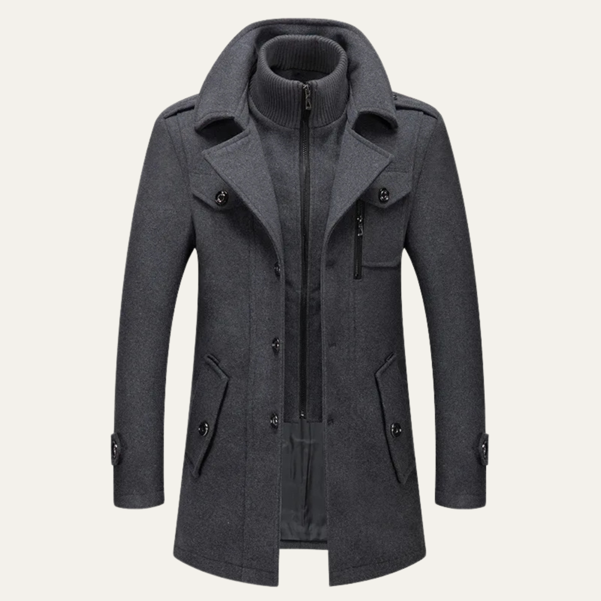 Herren Trenchcoat | Eleganter Wintermantel aus Wollmix