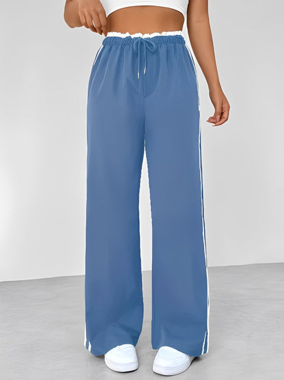 Damen Gerade-Hose mit Seitenstreifen – Weite Freizeit- und Streetwearhose für Alltag und entspannte Outfits